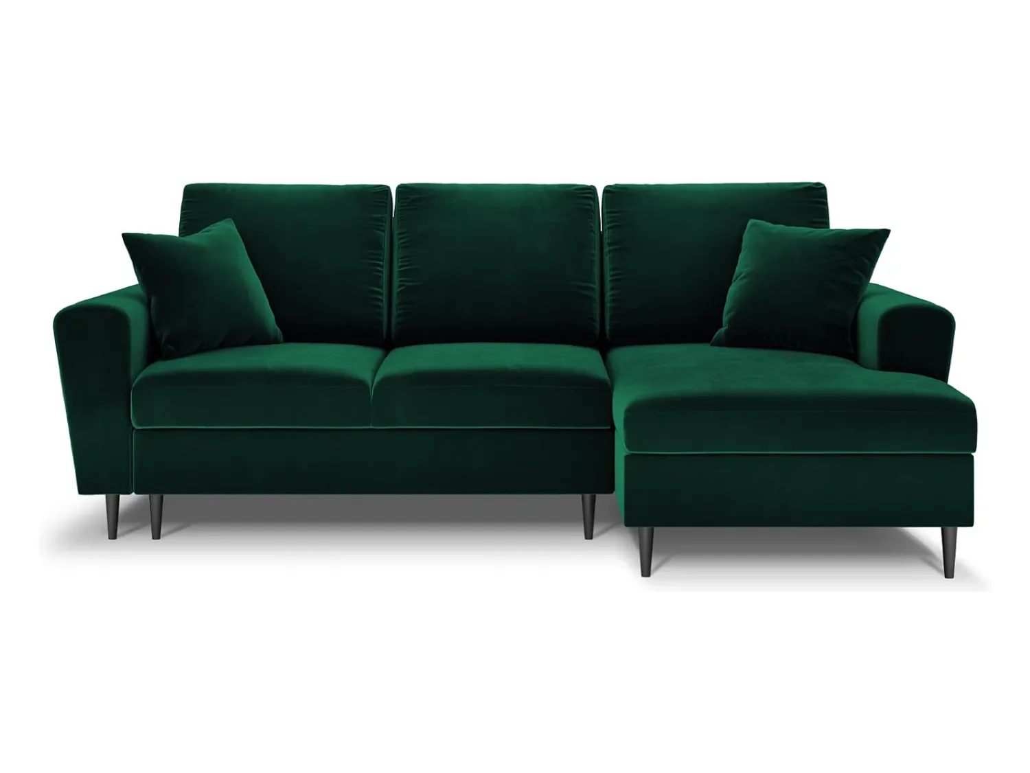 Cosmopolitan Design - Sofá convertível de canto direito com caixa de arrumação "Kyoto" 4 lugares em veludo verde garrafa - 241x145x88cm^ Sofá