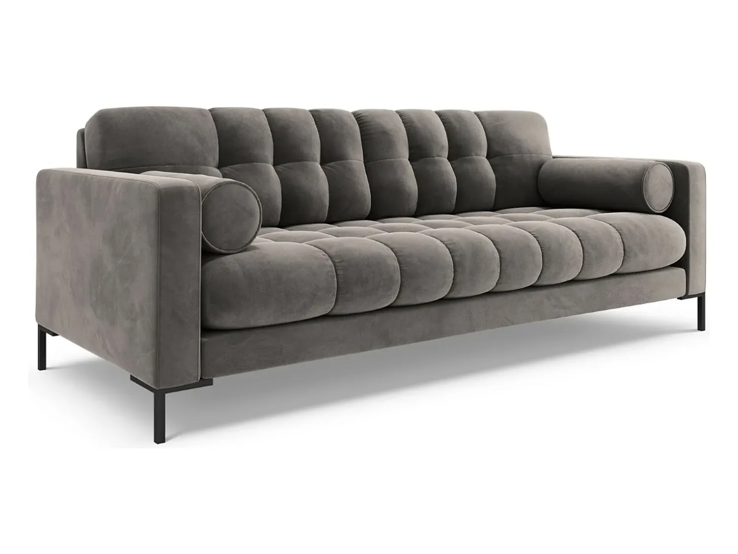Sofá|Cosmopolitan Design - Sofá "Bali" 4 lugares em veludo cinza claro - 217x92x75cm Cinzento claro