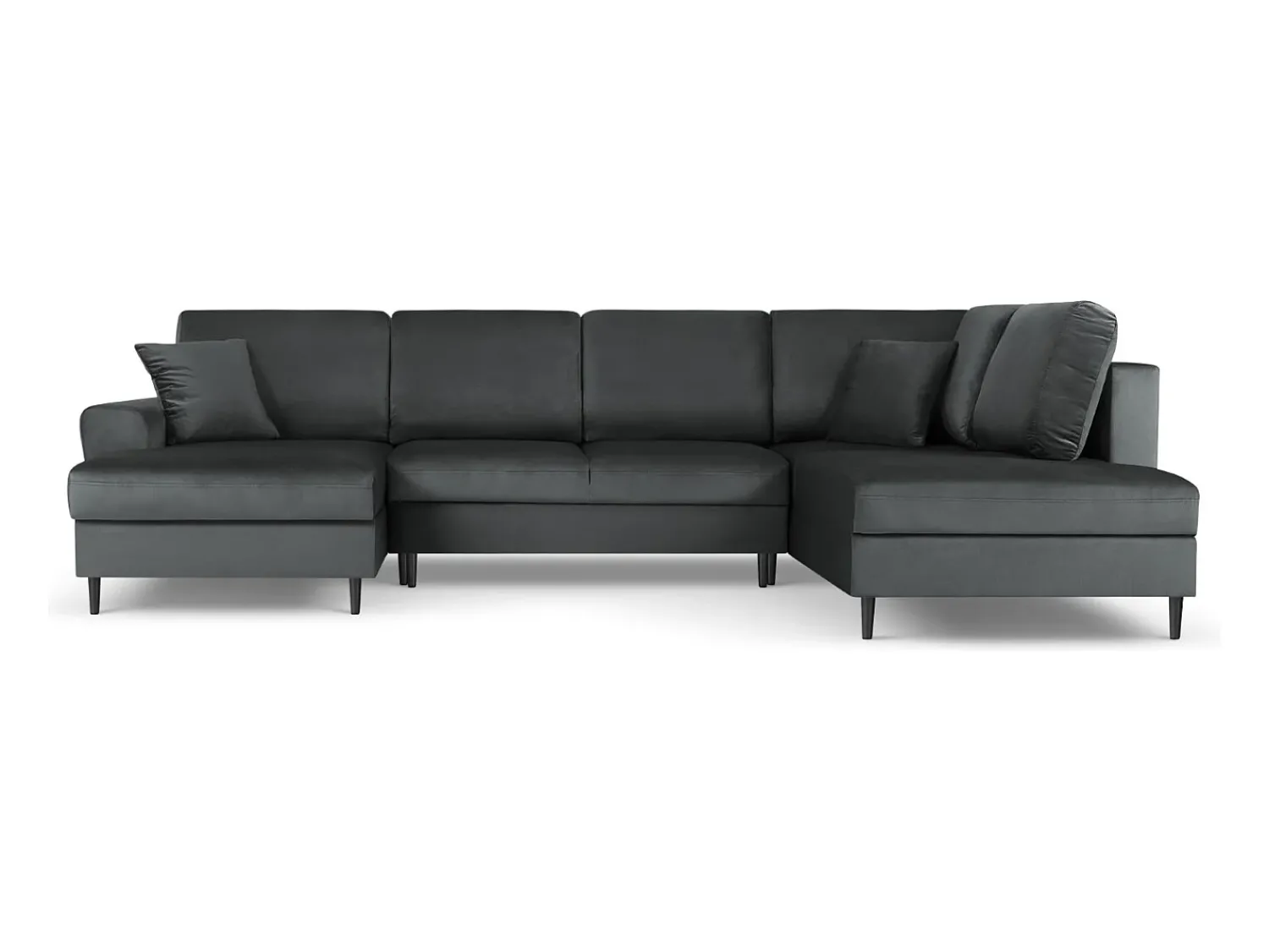 Sofá|Cosmopolitan Design - Sofá panorâmico convertível em linha reta com caixa de arrumação "Kyoto" 7 lugares em veludo cinza escuro - 313x194x88cm Cinza antracite