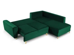 Sofá*Cosmopolitan Design - Sofá convertível de canto direito com caixa de arrumação "Kyoto" 5 lugares em veludo verde garrafa - 243x194x88cm Verde pinho