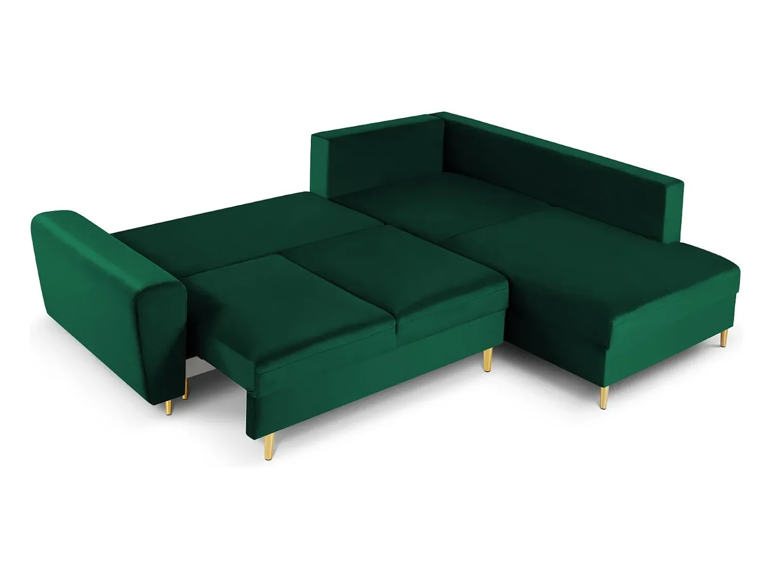 Sofá*Cosmopolitan Design - Sofá convertível de canto direito com caixa de arrumação "Kyoto" 5 lugares em veludo verde garrafa - 243x194x88cm Verde pinho