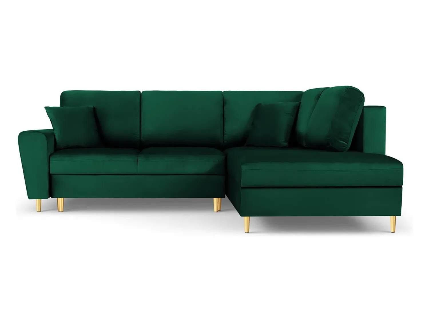 Sofá*Cosmopolitan Design - Sofá convertível de canto direito com caixa de arrumação "Kyoto" 5 lugares em veludo verde garrafa - 243x194x88cm Verde pinho