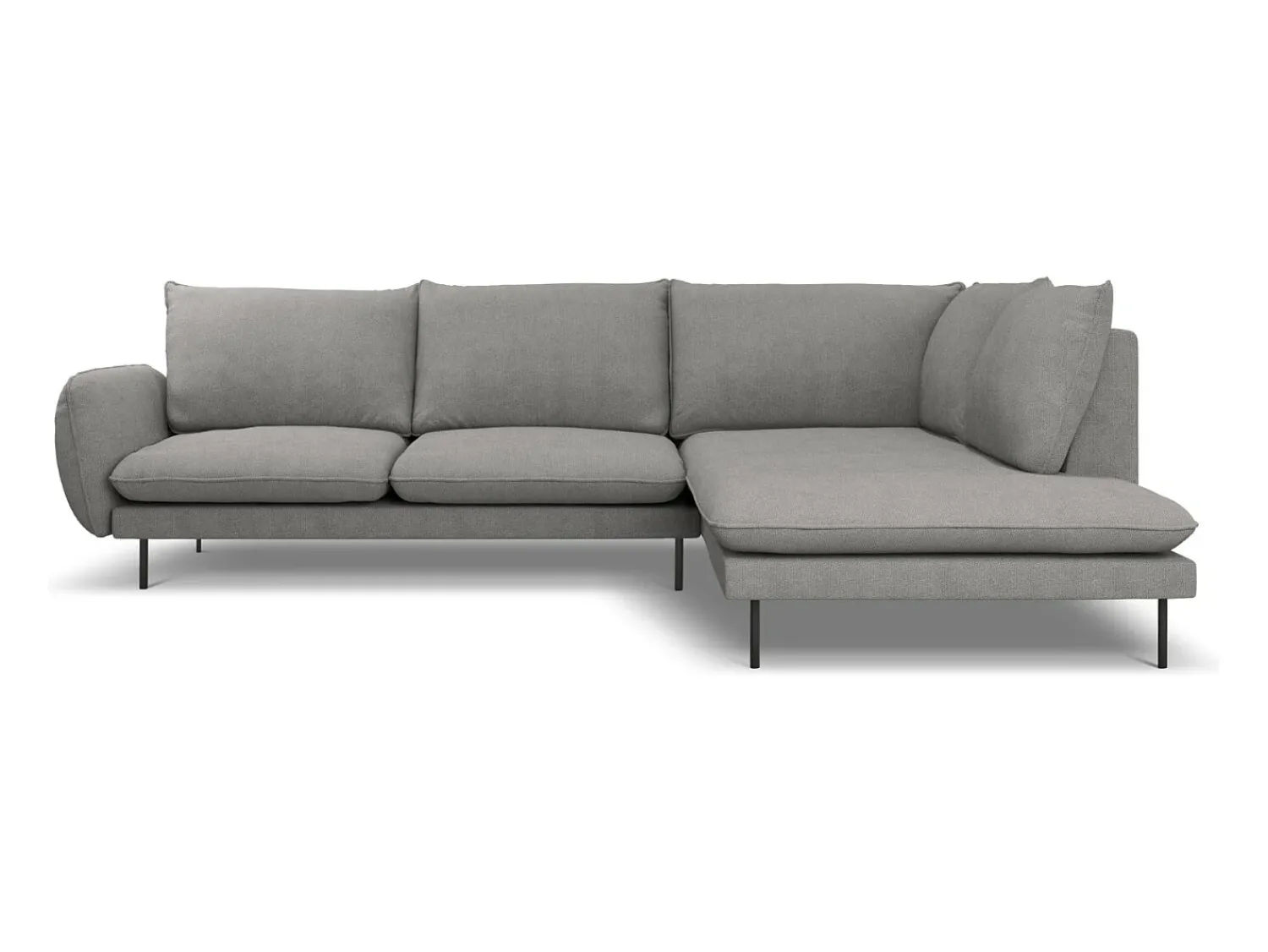 Sofá*Cosmopolitan Design - Sofá de canto direito "Vienna" 6 lugares em tecido estrutural cinza escuro - 275x185x95cm Cinza antracite