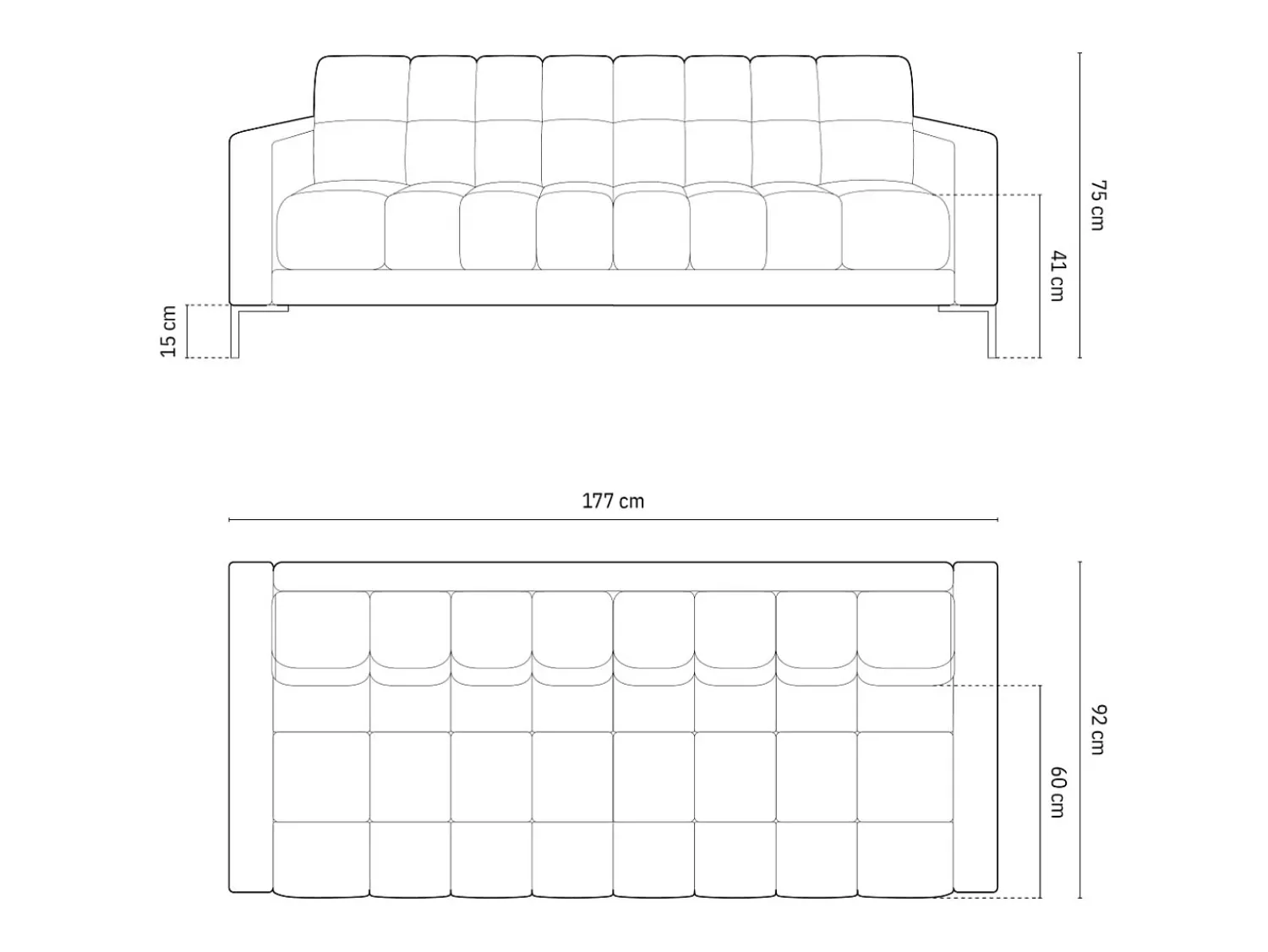 Cosmopolitan Design - Sofá "Bali" 3 lugares em tecido estrutural claro - 177x92x75cm^ Sofá