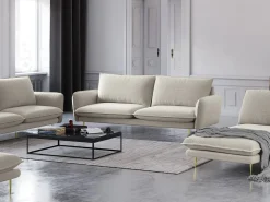 Sofá|Cosmopolitan Design - Sofá "Vienna" 3 lugares em tecido estrutural claro - 200x92x95cm Bege