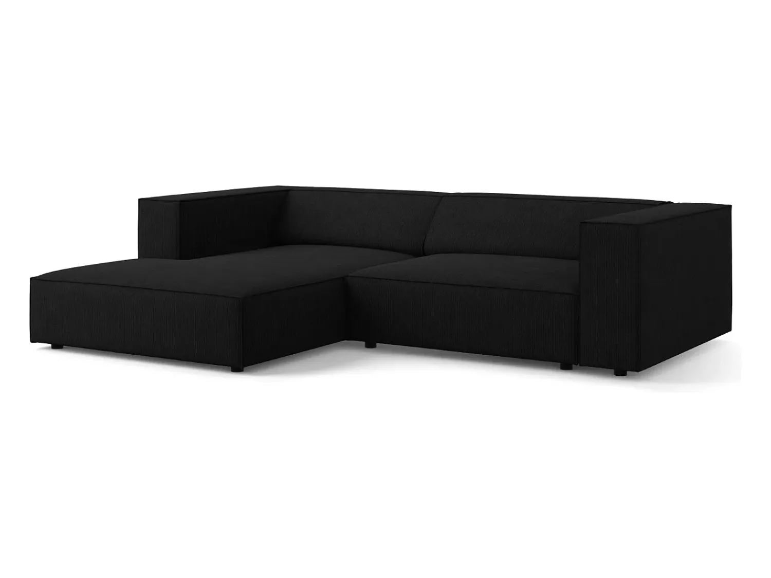 Cosmopolitan Design - Sofá de canto esquerdo "Arendal" 3 lugares em tecido chenille com efeito canelado - 224x166x70cm^ Sofá