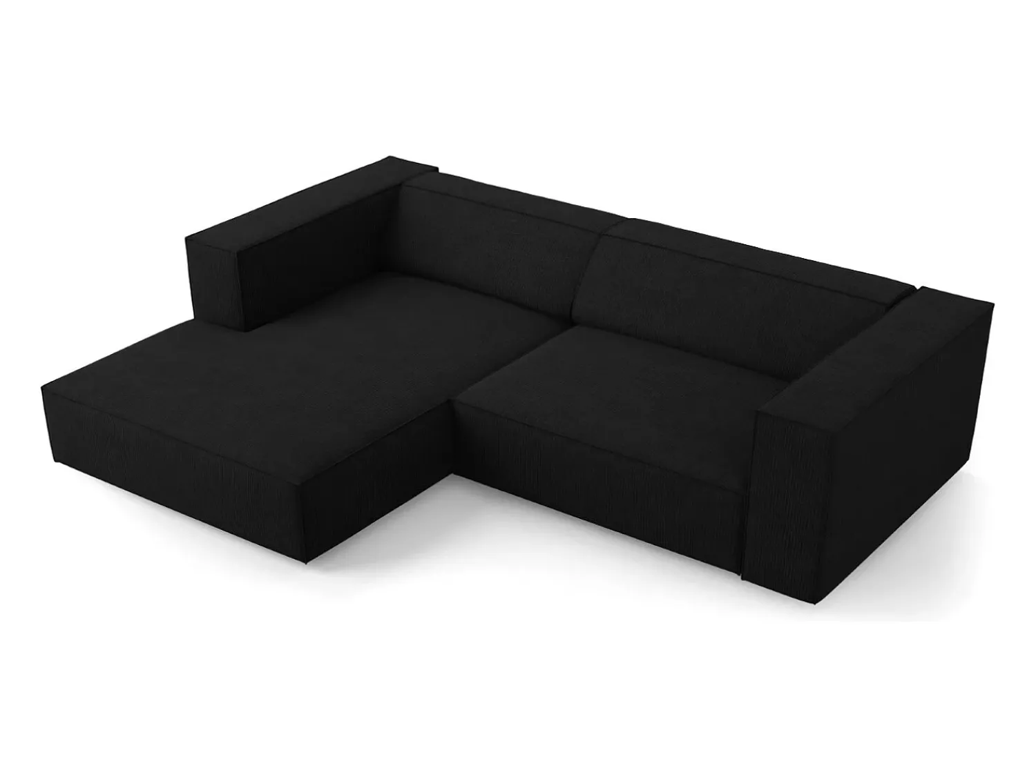 Cosmopolitan Design - Sofá de canto esquerdo "Arendal" 3 lugares em tecido chenille com efeito canelado - 224x166x70cm^ Sofá
