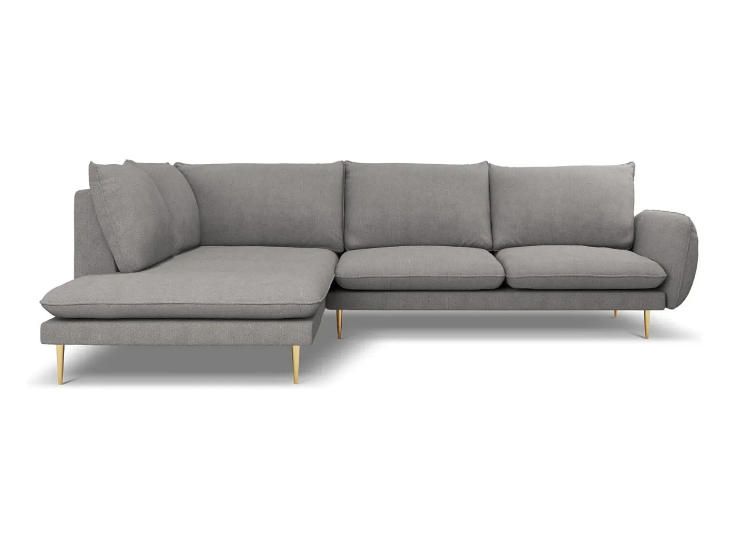 Cosmopolitan Design - Sofá de canto esquerdo "Vienna" 6 lugares em tecido estrutural cinza escuro - 275x185x95cm^ Sofá