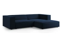 Sofá|Cosmopolitan Design - Sofá de canto direito "Arendal" 3 lugares em veludo azul real - 224x166x70cm Azul escuro