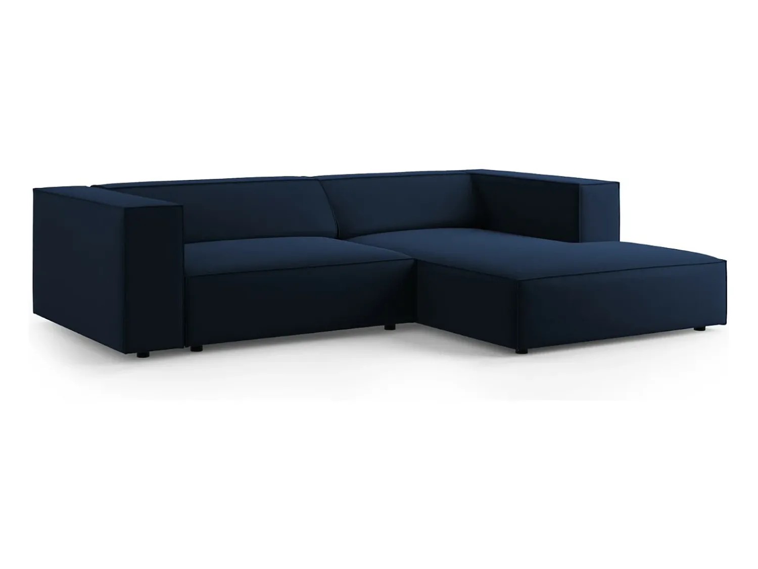Sofá|Cosmopolitan Design - Sofá de canto direito "Arendal" 3 lugares em veludo azul real - 224x166x70cm Azul escuro