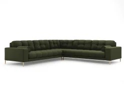 Online Cosmopolitan Design - Sofá de canto simétrico "Bali" 6 lugares em tecido estrutural - 256x256x75cm Verde
