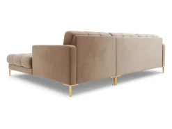 Sofá|Cosmopolitan Design - Sofá de canto direito "Bali" 5 lugares em veludo - 293x185x75cm Bege