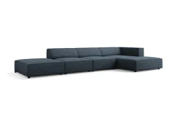 Cosmopolitan Design - Sofá de canto direito "Arendal" 5 lugares em tecido chenille azul real - 341x166x70cm^ Sofá