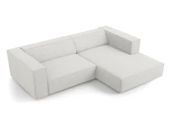 Cosmopolitan Design - Sofá de canto direito "Arendal" 3 lugares em tecido chenille cinza claro - 224x166x70cm^ Sofá