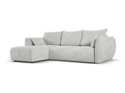 Sofá*Cosmopolitan Design - Sofá convertível de canto esquerdo com caixa de arrumação "Matera" 4 lugares em tecido chenille cinza claro - 253x173x86cm Cinzento claro
