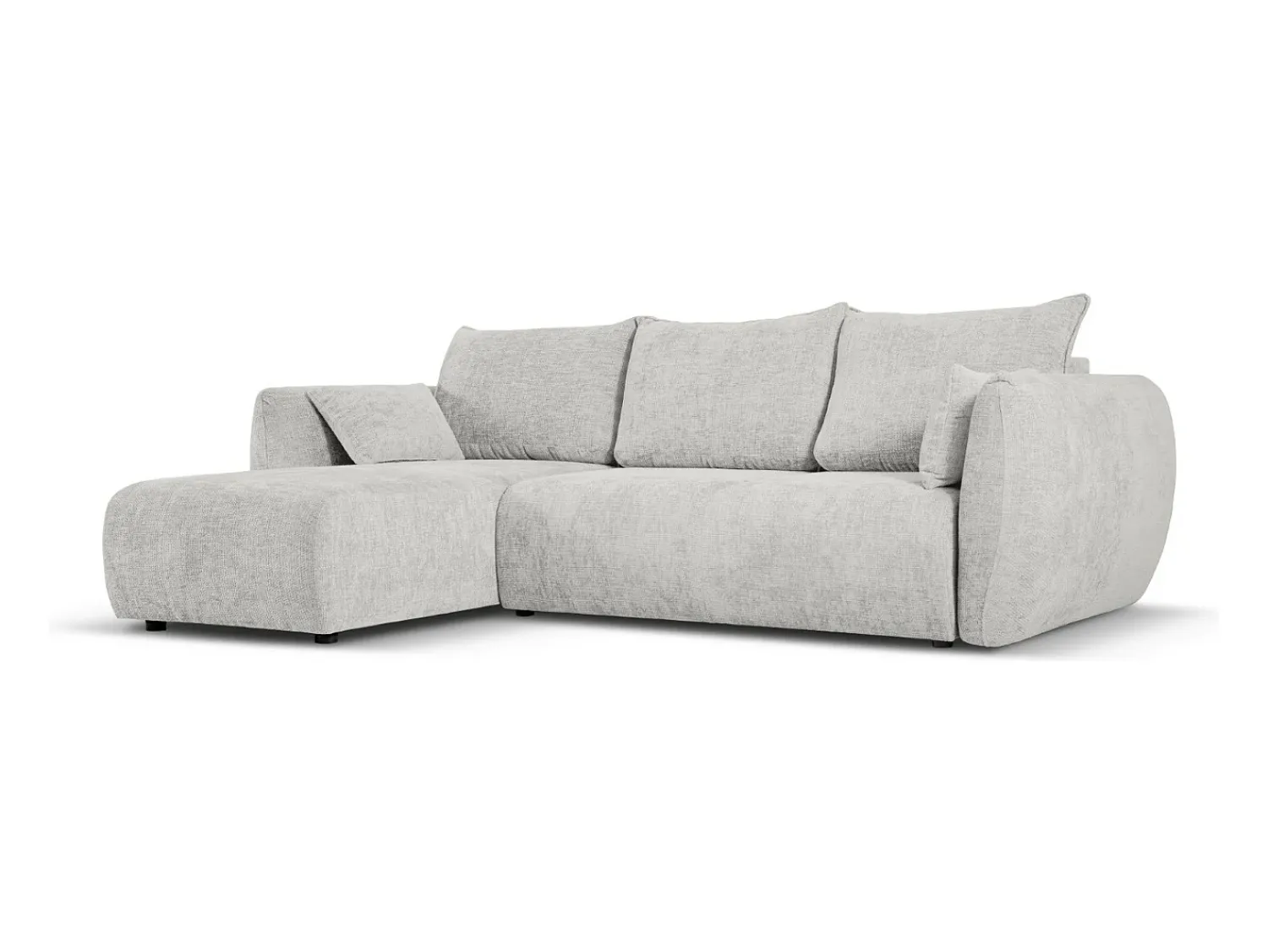 Sofá*Cosmopolitan Design - Sofá convertível de canto esquerdo com caixa de arrumação "Matera" 4 lugares em tecido chenille cinza claro - 253x173x86cm Cinzento claro
