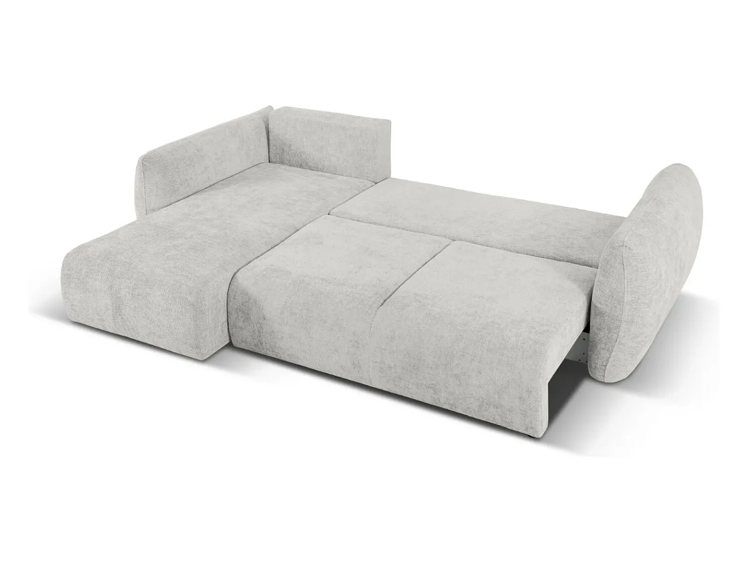 Sofá*Cosmopolitan Design - Sofá convertível de canto esquerdo com caixa de arrumação "Matera" 4 lugares em tecido chenille cinza claro - 253x173x86cm Cinzento claro