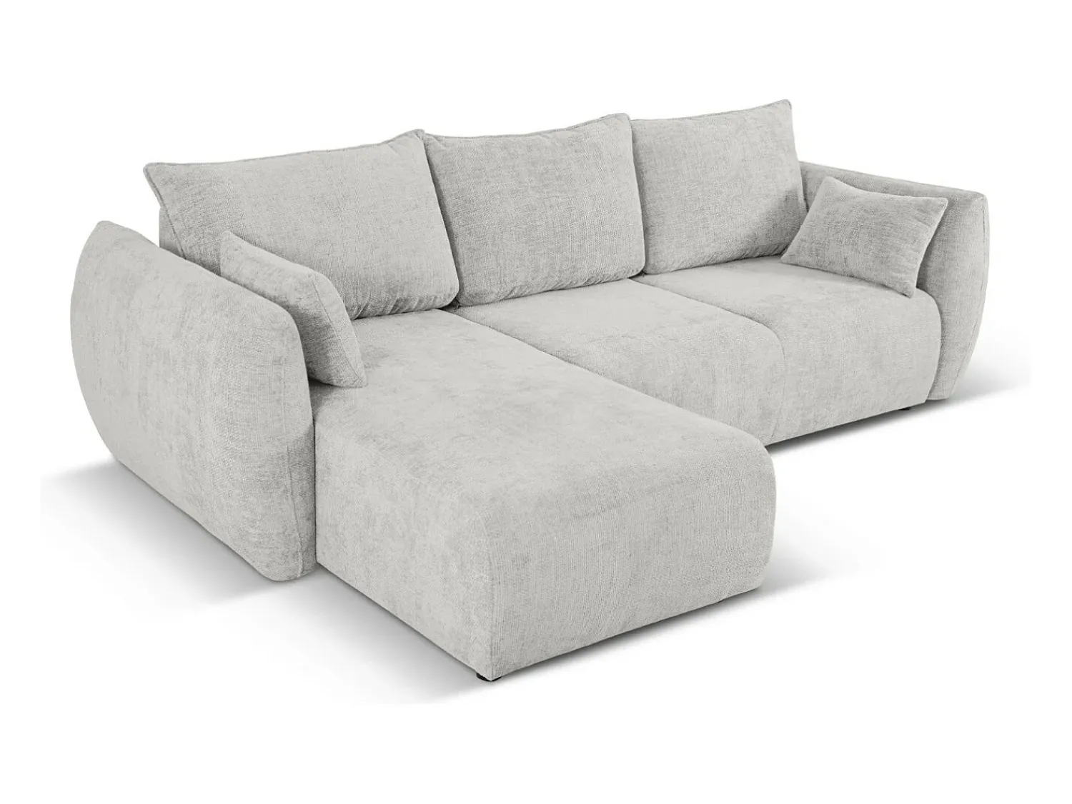 Sofá*Cosmopolitan Design - Sofá convertível de canto esquerdo com caixa de arrumação "Matera" 4 lugares em tecido chenille cinza claro - 253x173x86cm Cinzento claro