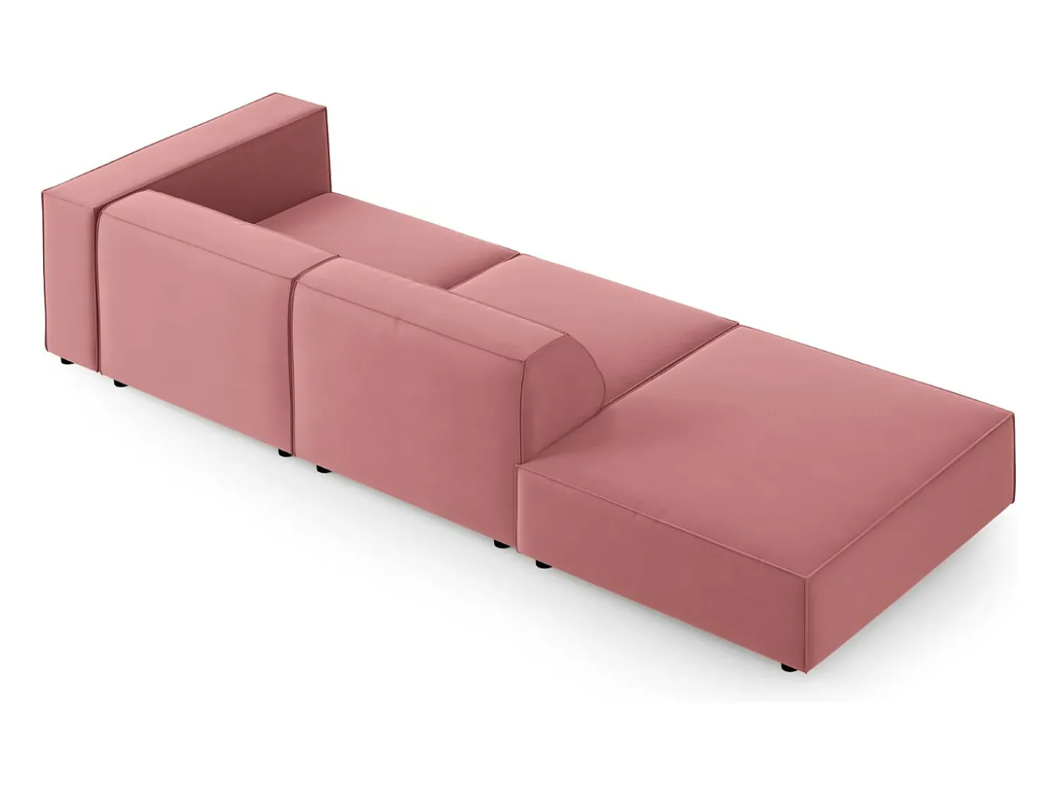 Sofá|Cosmopolitan Design - Sofá esquerdo "Arendal" 4 lugares em veludo salmão - 262x102x70cm Rosa claro