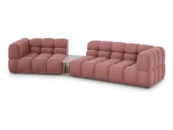Best Cosmopolitan Design - Sofá modular virado para a esquerda "Sky" 3 lugares em veludo salmão - 353x148x75cm Rosa claro
