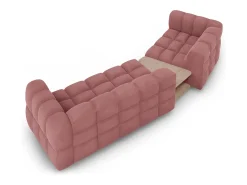Best Cosmopolitan Design - Sofá modular virado para a esquerda "Sky" 3 lugares em veludo salmão - 353x148x75cm Rosa claro