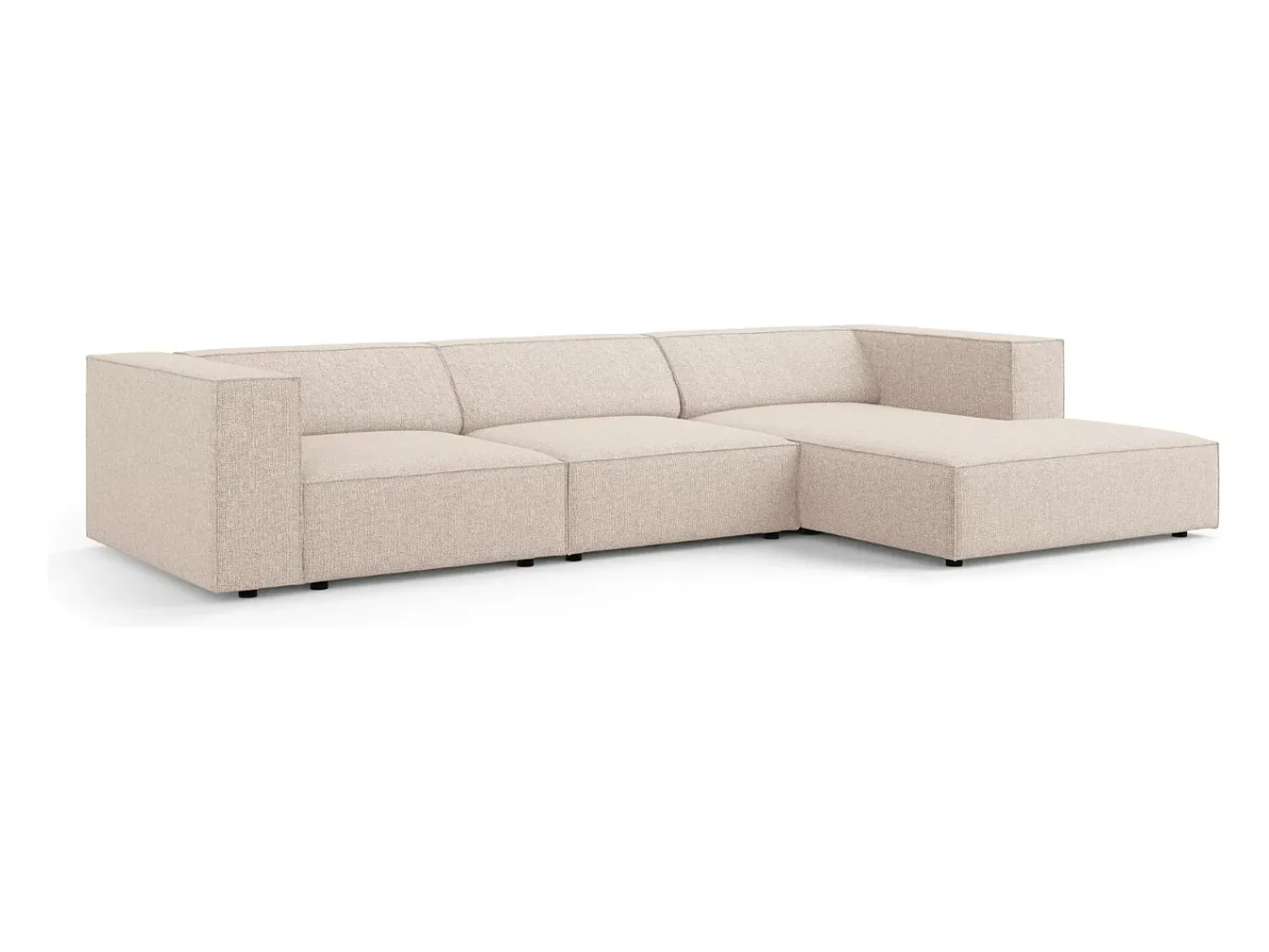 Sofá|Cosmopolitan Design - Sofá de canto direito "Arendal" 4 lugares em tecido chenille - 284x166x70cm Bege
