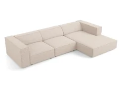 Sofá|Cosmopolitan Design - Sofá de canto direito "Arendal" 4 lugares em tecido chenille - 284x166x70cm Bege