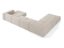 Cosmopolitan Design - Sofá de canto panorâmico à esquerda "Arendal" 7 lugares em tecido chenille com efeito canelado escuro - 364x262x70cm^ Sofá