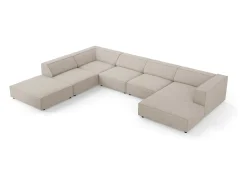 Cosmopolitan Design - Sofá de canto panorâmico à esquerda "Arendal" 7 lugares em tecido chenille com efeito canelado escuro - 364x262x70cm^ Sofá