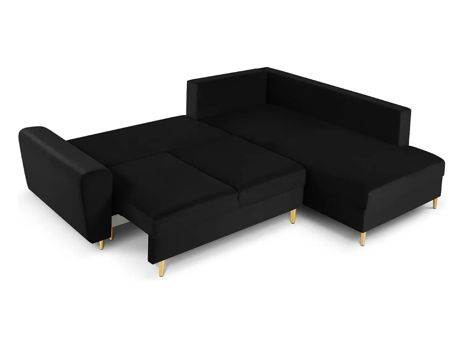 Sofá|Cosmopolitan Design - Sofá convertível de canto direito com caixa de arrumação "Kyoto" 5 lugares em veludo - 243x194x88cm Preto
