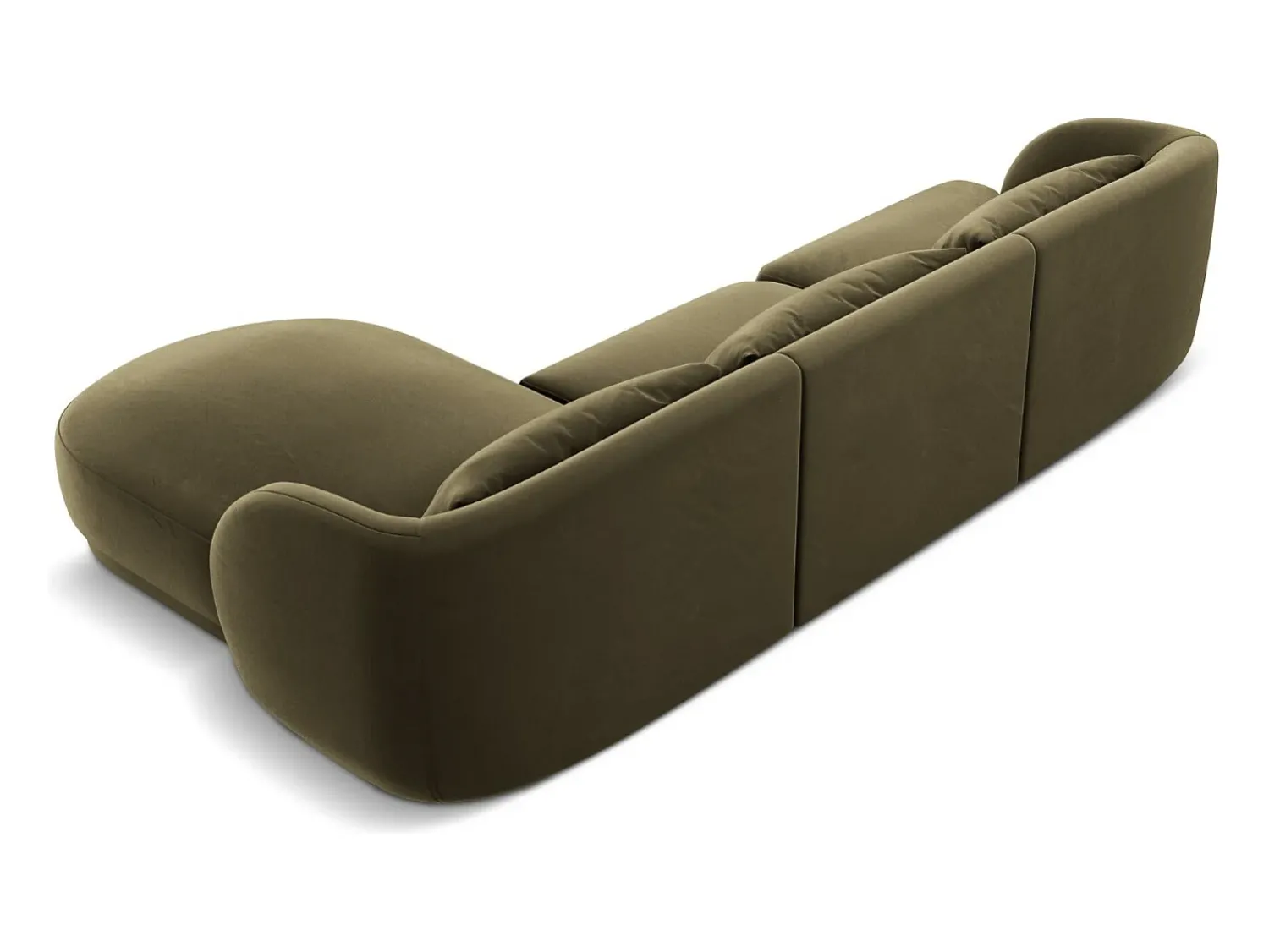 New Cosmopolitan Design - Sofá de canto direito "Tulum" 4 lugares em veludo - 255x156x70cm Verde