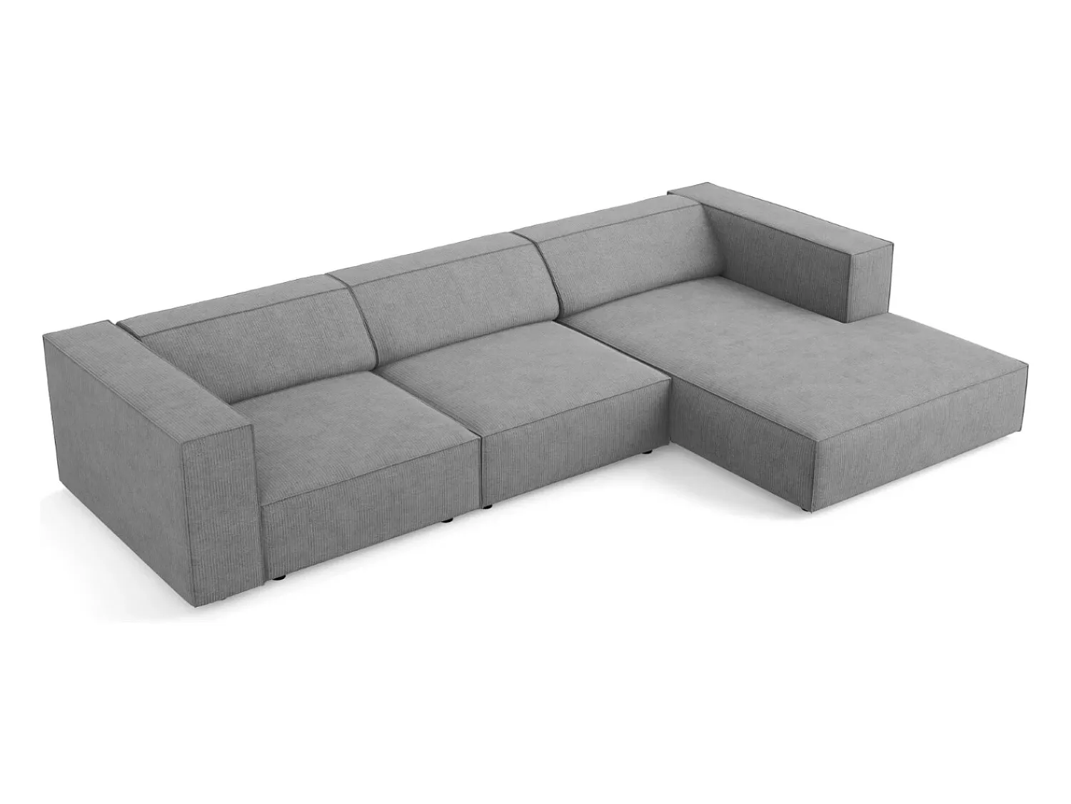 Sofá*Cosmopolitan Design - Sofá de canto direito "Arendal" 4 lugares em tecido chenille com efeito canelado cinza escuro - 284x166x70cm Cinza antracite
