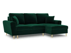 Cosmopolitan Design - Sofá convertível de canto direito com caixa de arrumação "Kyoto" 4 lugares em veludo verde garrafa - 241x145x88cm^ Sofá