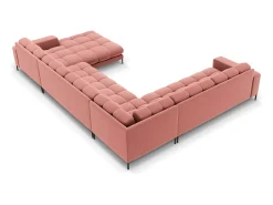 Sofá|Cosmopolitan Design - Sofá de canto panorâmico à esquerda "Bali" 7 lugares em veludo - 327x256x75cm Rosa