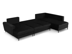 Cosmopolitan Design - Sofá panorâmico convertível em linha reta com caixa de arrumação "Kyoto" 7 lugares em veludo - 313x194x88cm^ Sofá