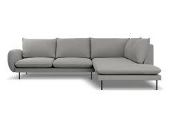 Clearance Cosmopolitan Design - Sofá de canto direito "Vienna" 6 lugares em tecido bouclé cinza - 275x185x95cm Cinzento