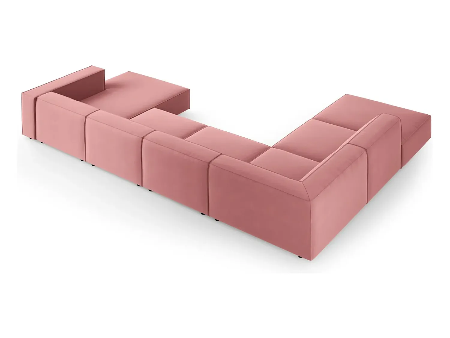Hot Cosmopolitan Design - Sofá de canto panorâmico à esquerda "Arendal" 7 lugares em veludo salmão - 364x262x70cm Rosa claro
