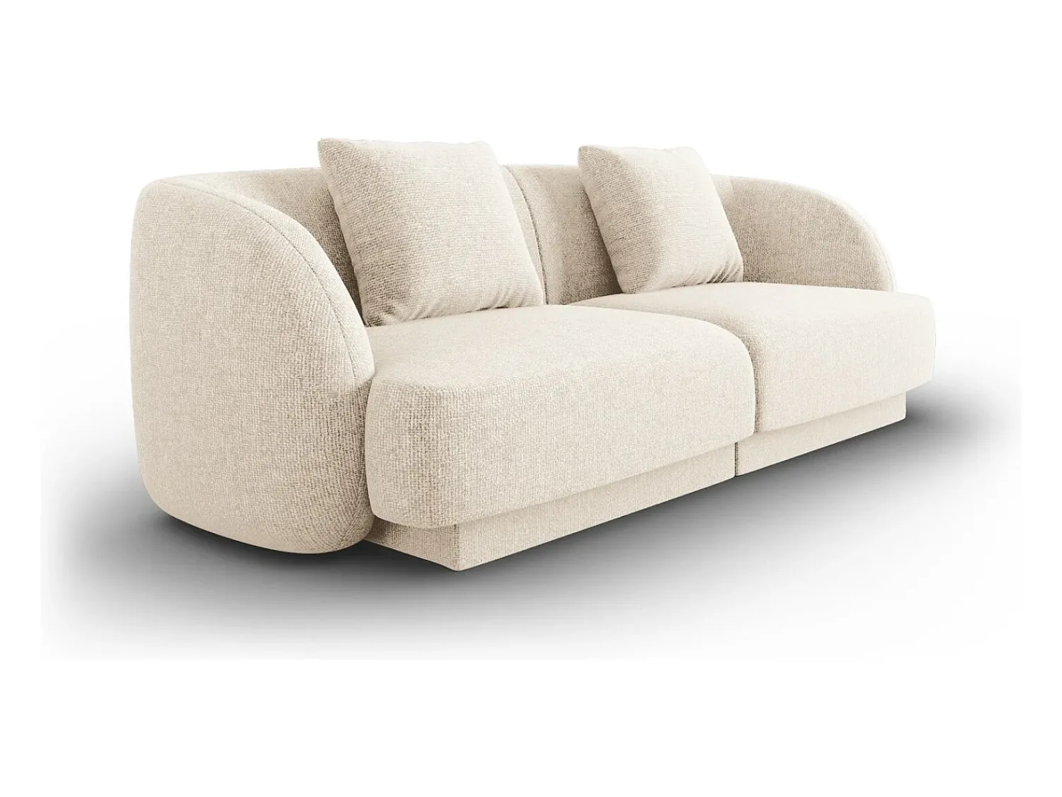 Sofá|Cosmopolitan Design - Sofá "Tulum" 2 lugares em tecido chenille claro - 180x90x70cm Bege