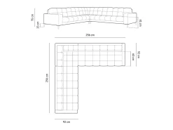 Sofá*Cosmopolitan Design - Sofá de canto simétrico "Bali" 6 lugares em veludo - 256x256x75cm Vermelho