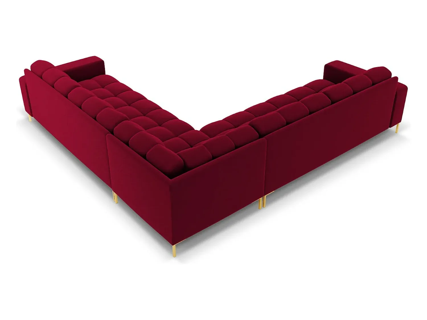 Sofá*Cosmopolitan Design - Sofá de canto simétrico "Bali" 6 lugares em veludo - 256x256x75cm Vermelho