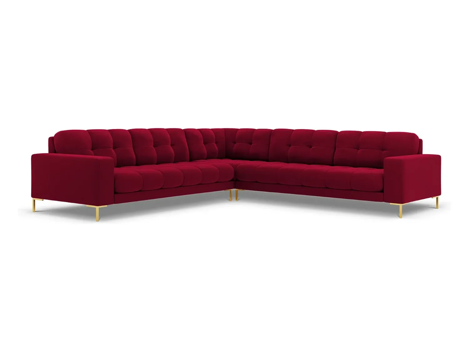 Sofá*Cosmopolitan Design - Sofá de canto simétrico "Bali" 6 lugares em veludo - 256x256x75cm Vermelho