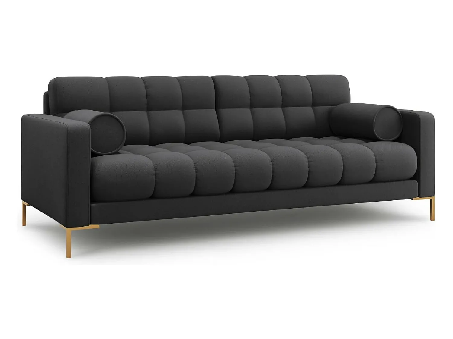 Sofá|Cosmopolitan Design - Sofá "Bali" 4 lugares em tecido estrutural cinza escuro - 217x92x75cm Cinza antracite