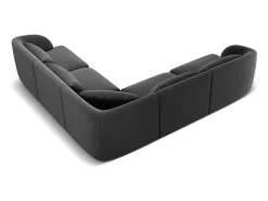 Sofá|Cosmopolitan Design - Sofá de canto simétrico "Tulum" 5 lugares em veludo cinza - 255x255x70cm Cinzento