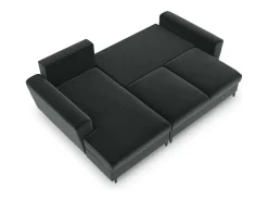 Discount Cosmopolitan Design - Sofá convertível de canto esquerdo com caixa de arrumação "Kyoto" 4 lugares em veludo cinza escuro - 241x145x88cm Cinza antracite