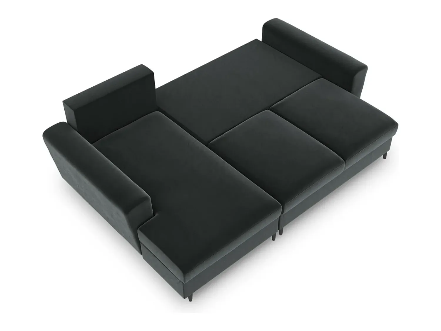 Discount Cosmopolitan Design - Sofá convertível de canto esquerdo com caixa de arrumação "Kyoto" 4 lugares em veludo cinza escuro - 241x145x88cm Cinza antracite