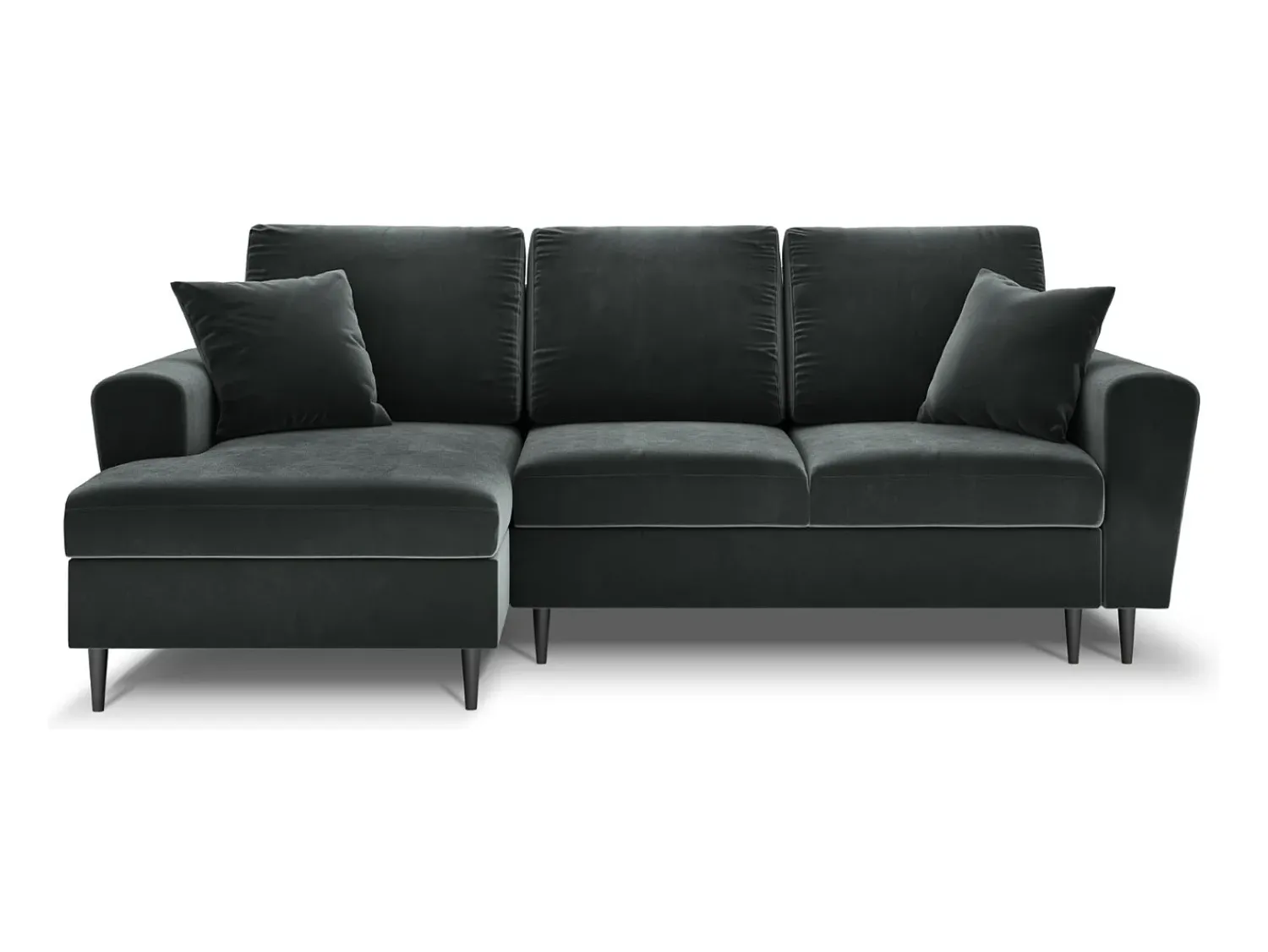 Discount Cosmopolitan Design - Sofá convertível de canto esquerdo com caixa de arrumação "Kyoto" 4 lugares em veludo cinza escuro - 241x145x88cm Cinza antracite