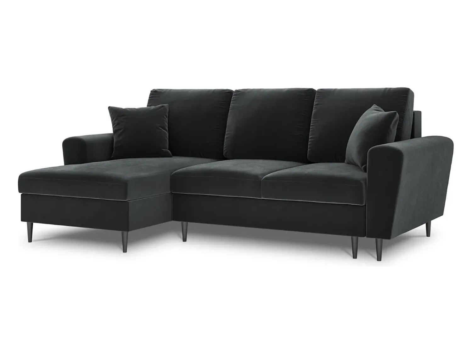 Discount Cosmopolitan Design - Sofá convertível de canto esquerdo com caixa de arrumação "Kyoto" 4 lugares em veludo cinza escuro - 241x145x88cm Cinza antracite