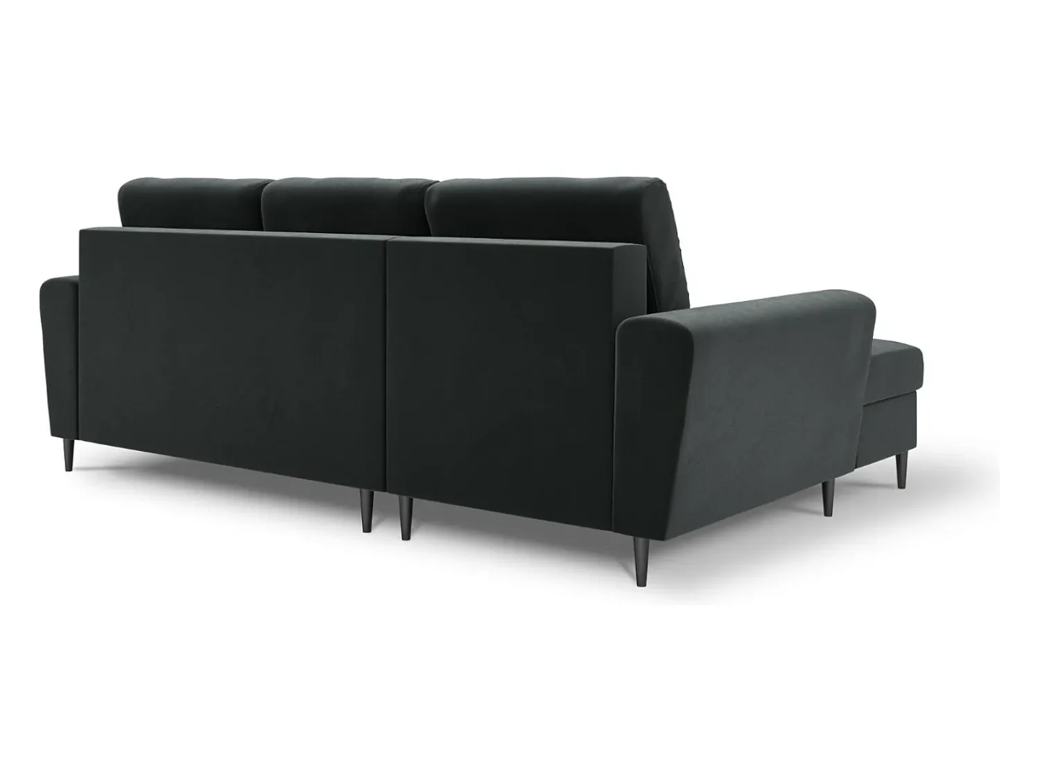 Discount Cosmopolitan Design - Sofá convertível de canto esquerdo com caixa de arrumação "Kyoto" 4 lugares em veludo cinza escuro - 241x145x88cm Cinza antracite