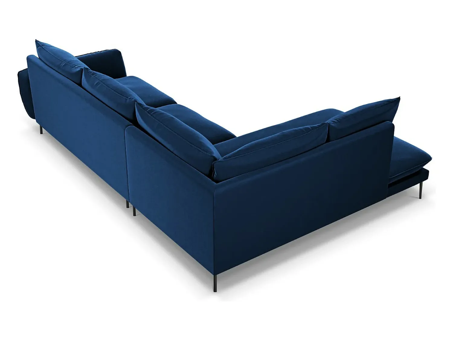 Sofá*Cosmopolitan Design - Sofá de canto esquerdo "Vienna" 6 lugares em veludo azul real - 275x185x95cm Azul escuro