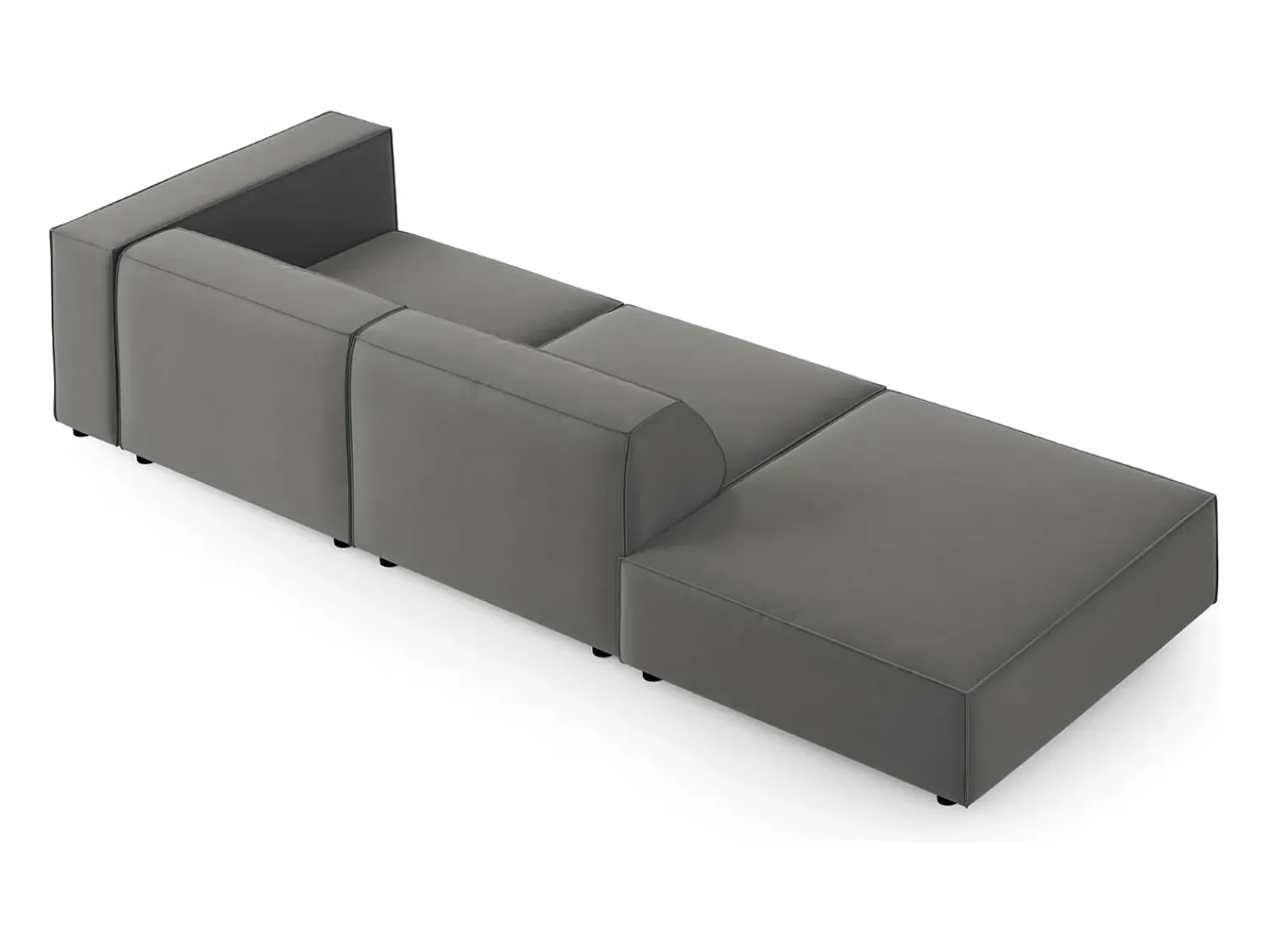 Sofá|Cosmopolitan Design - Sofá esquerdo "Arendal" 4 lugares em veludo cimento - 262x102x70cm Cinzento